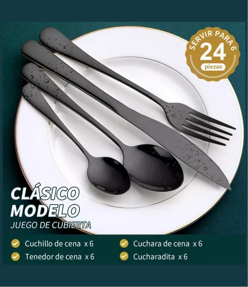 CUCHILLERÍA CUBIERTOS LUJO MALETA NEGRO - 3