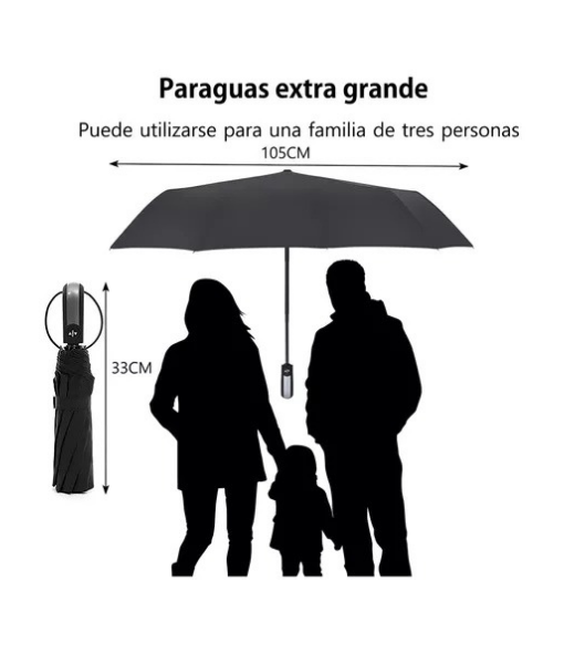 PARAGUAS PLIEGUE AUTOMATICO MARCO SOPORTE COLOR NEGRO - 5