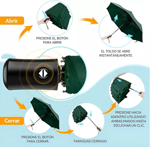 PARAGUAS LLUVIA PLEGABLE AUTOMATICO VARILLAS COLOR VERDE - 3