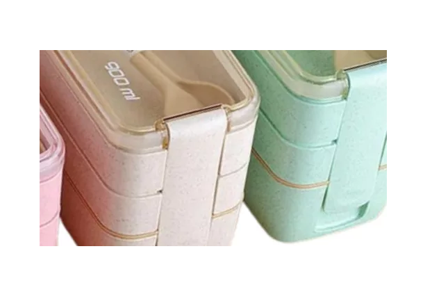 LONCHERA DE COMIDA DE 3 NIVELES CON CUCHARA Y TENEDOR, 900 ML, COLOR ROSA - 3