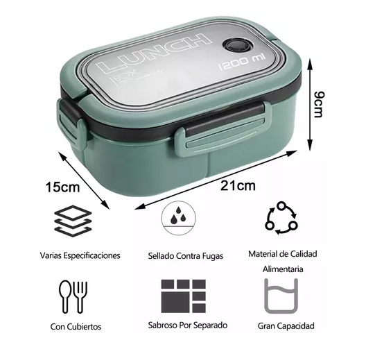 LONCHERA HERMÉTICA 1200 ML PARA ALMUERZO Y COLACIÓN - 2