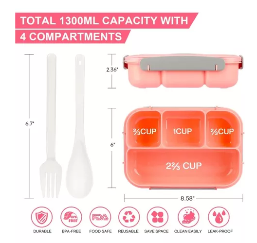SET LONCHERA TÉRMICA Y FIAMBRERA PARA NIÑOS Y ADULTOS COLOR ROSADO - 2