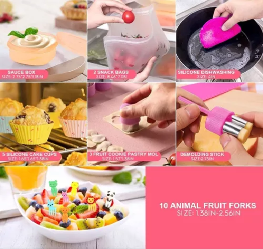 SET LONCHERA TÉRMICA Y FIAMBRERA PARA NIÑOS Y ADULTOS COLOR ROSADO - 6