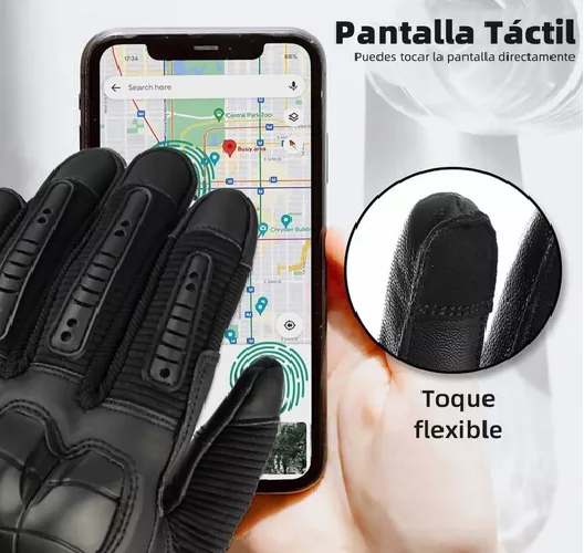 GUANTES DE CUERO CON PANTALLA TÁCTIL PARA MOTOCICLETA, TALLA M - 5