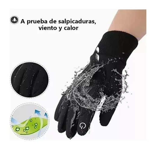GUANTES IMPERMEABLES TÉRMICOS DE MOTO TALLA L, COLOR NEGRO - 3