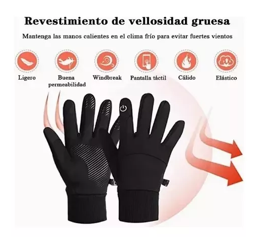 GUANTES IMPERMEABLES TÉRMICOS DE MOTO TALLA L, COLOR NEGRO - 4