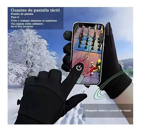 GUANTES IMPERMEABLES TÉRMICOS DE MOTO TALLA L, COLOR NEGRO - 6