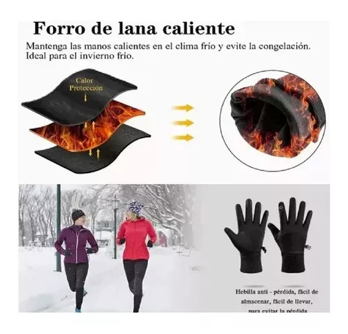 GUANTES IMPERMEABLES TÉRMICOS DE MOTO TALLA L, COLOR NEGRO - 7