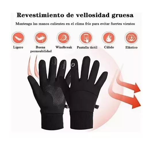 GUANTES DE MOTO IMPERMEABLES TÉRMICOS TOUCH SPORTS, TALLA M, COLOR NEGRO - 2
