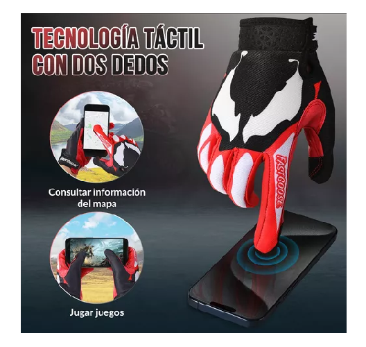 GUANTES DE MOTO CON PANTALLA TÁCTIL PARA HOMBRE Y MUJER, TALLA L, COLOR ROJO - 2