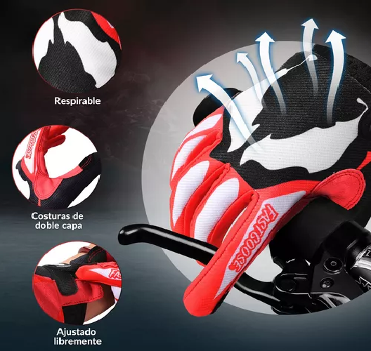 GUANTES DE MOTO CON PANTALLA TÁCTIL PARA HOMBRE Y MUJER, TALLA L, COLOR ROJO - 3