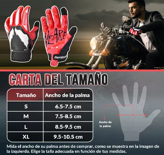 GUANTES DE MOTO CON PANTALLA TÁCTIL PARA HOMBRE Y MUJER, TALLA L, COLOR ROJO - 6