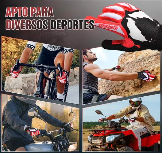 GUANTES DE MOTO CON PANTALLA TÁCTIL PARA HOMBRE Y MUJER, TALLA L, COLOR ROJO - 7