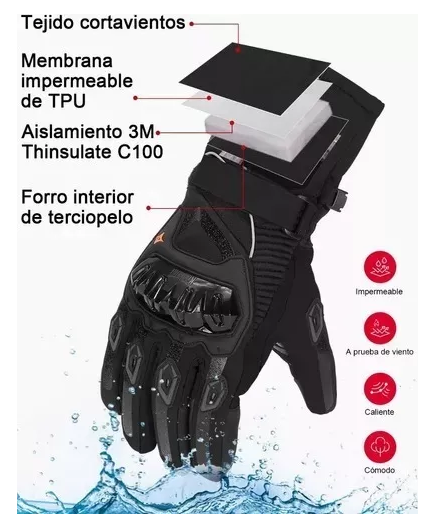 GUANTES SUOMY INVIERNO IMPERMEABLE PARA MOTOCICLISTA TÉRMICO, TALLA 2XL - 4