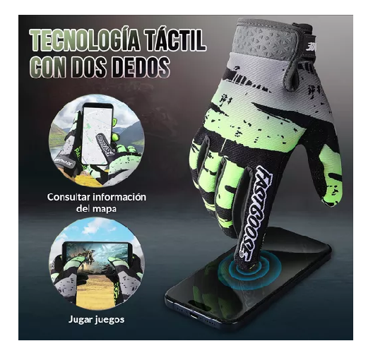 GUANTES DE MOTO CON PANTALLA TÁCTIL PARA HOMBRE Y MUJER, TALLA M, COLOR VERDE - 2