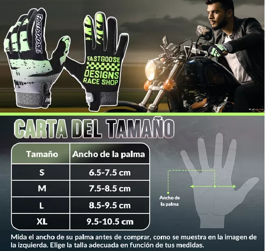 GUANTES DE MOTO CON PANTALLA TÁCTIL PARA HOMBRE Y MUJER, TALLA M, COLOR VERDE - 6