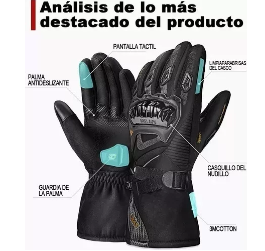 GUANTES SUOMY INVIERNO IMPERMEABLE PARA MOTOCICLISTA TÉRMICO, TALLA M - 2