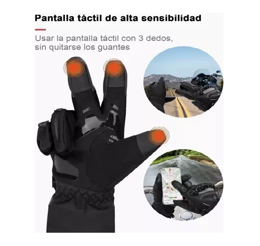 GUANTES SUOMY INVIERNO IMPERMEABLE PARA MOTOCICLISTA TÉRMICO, TALLA M - 4