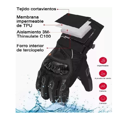 GUANTES SUOMY INVIERNO IMPERMEABLE PARA MOTOCICLISTA TÉRMICO, TALLA M - 5
