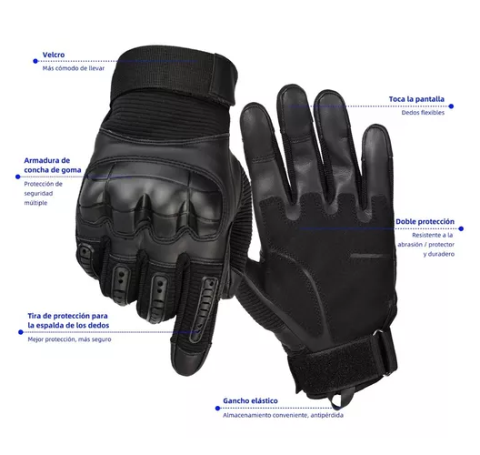 GUANTES DE CUERO CON PANTALLA TÁCTIL PARA MOTOCICLETA, TALLA L - 2
