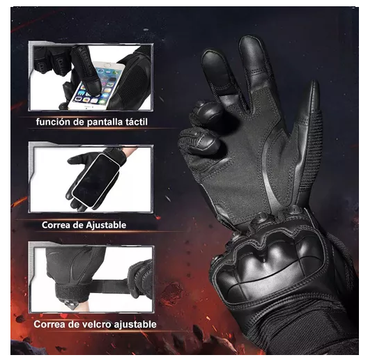 GUANTES DE CUERO CON PANTALLA TÁCTIL PARA MOTOCICLETA, TALLA L - 4