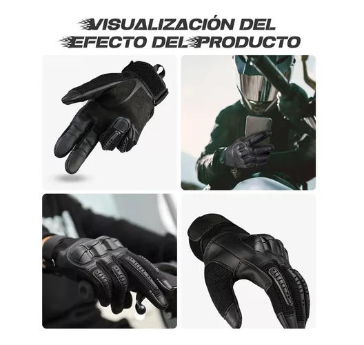 GUANTES DE CUERO CON PANTALLA TÁCTIL PARA MOTOCICLETA, TALLA L - 6