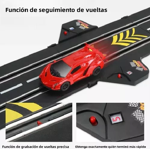 AUTOMÓVIL ELÉCTRICO DE PISTA DE CARRERAS, VEHÍCULO FERROVIARIO MULTICOLOR - 6