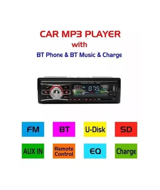 RADIO AUTO 1 DIN BLUETOOTH USB MP3 MICROSD AUX FM, COLOR EN COLOR NEGRO - 6