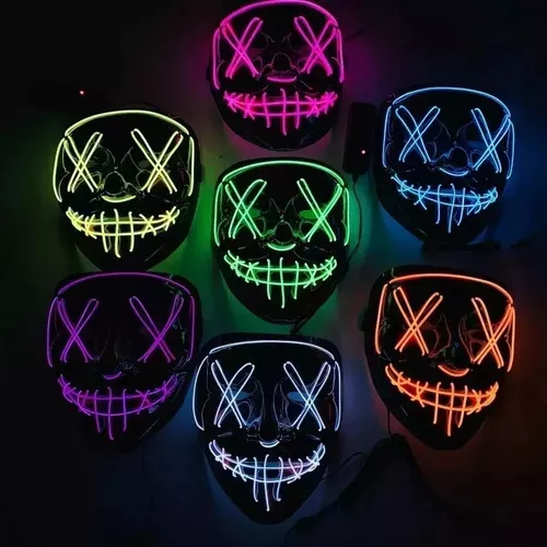 PACK DE 2 MÁSCARAS LED LA PURGA, HALLOWEEN, TERROR, COSPLAY, COLOR VERDE - 3