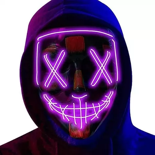 PACK DE 2 MÁSCARAS LED LA PURGA, HALLOWEEN, TERROR, COSPLAY, COLOR EN COLOR ROJO - 5