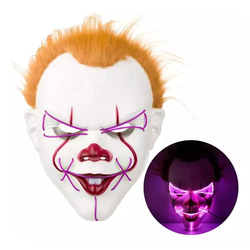 MÁSCARA DE PAYASO EN COLOR BLANCO, TERROR, HALLOWEEN - 1