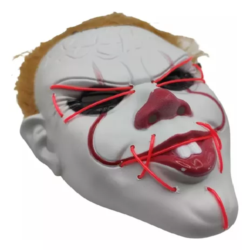 MÁSCARA DE PAYASO EN COLOR BLANCO, TERROR, HALLOWEEN - 2