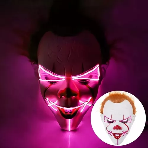MÁSCARA DE PAYASO EN COLOR BLANCO, TERROR, HALLOWEEN - 4