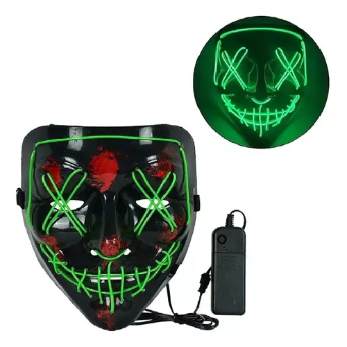 PACK DE 2 MÁSCARAS LED LA PURGA, HALLOWEEN, TERROR, COSPLAY, COLOR AZUL - 2