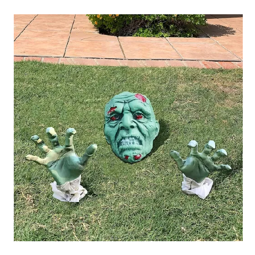 MÁSCARAS DE TERROR PARA DISFRAZ DE HALLOWEEN, CALAVERA CON MANOS VERDES - 2