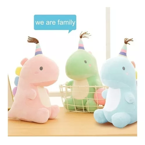 PELUCHE DINOSAURIO KAWAII DE CUMPLEAÑOS, GRANDE Y ROSADO - 1