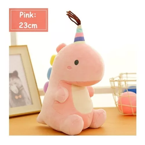 PELUCHE DINOSAURIO KAWAII DE CUMPLEAÑOS, GRANDE Y ROSADO - 3