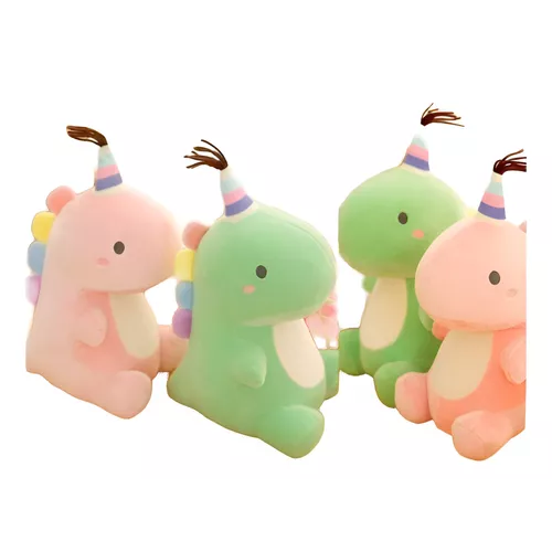 PELUCHE DINOSAURIO KAWAII DE CUMPLEAÑOS, GRANDE Y ROSADO - 5