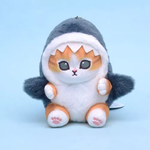 LLAVERO CON COLGANTE DE MUÑECO DE PELUCHE, BONITO GATO TIBURÓN, COLOR TIBURÓN - 3