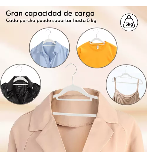 SET DE 50 GANCHOS COLGADORES DE ROPA TERCIOPELO GRIS - 4