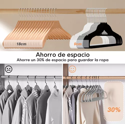 SET DE 50 GANCHOS COLGADORES DE ROPA TERCIOPELO GRIS - 5