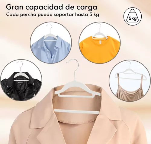 SET DE 50 GANCHOS COLGADORES DE ROPA TERCIOPELO EN COLOR BLANCO - 2