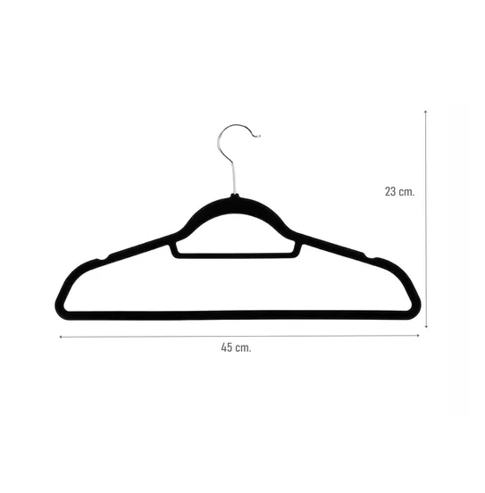PACK DE 10 PERCHAS TERCIOPELO ANTIDESLIZANTES COLOR EN COLOR NEGRO - 2