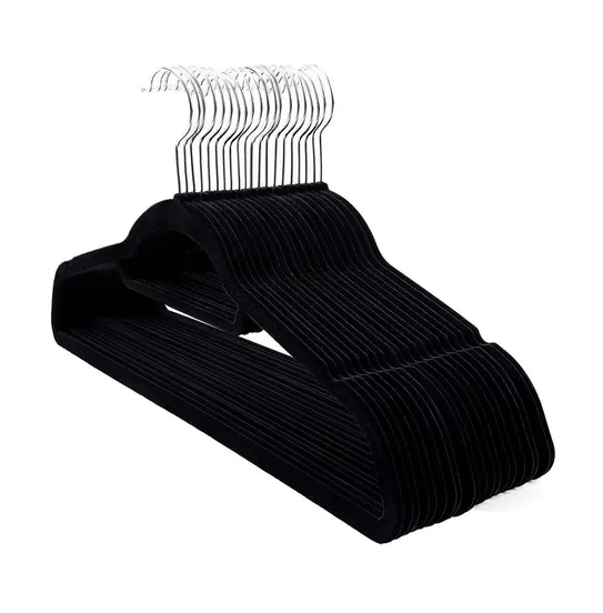 PACK DE 10 PERCHAS TERCIOPELO ANTIDESLIZANTES COLOR EN COLOR NEGRO - 3