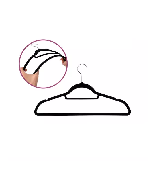 PACK DE 10 PERCHAS TERCIOPELO ANTIDESLIZANTES COLOR EN COLOR NEGRO - 4