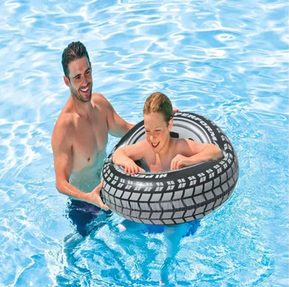 FLOTADOR INFLABLE ANILLO INTEX GIANT TIRE TUBE 91 CM EN COLOR NEGRO - 6
