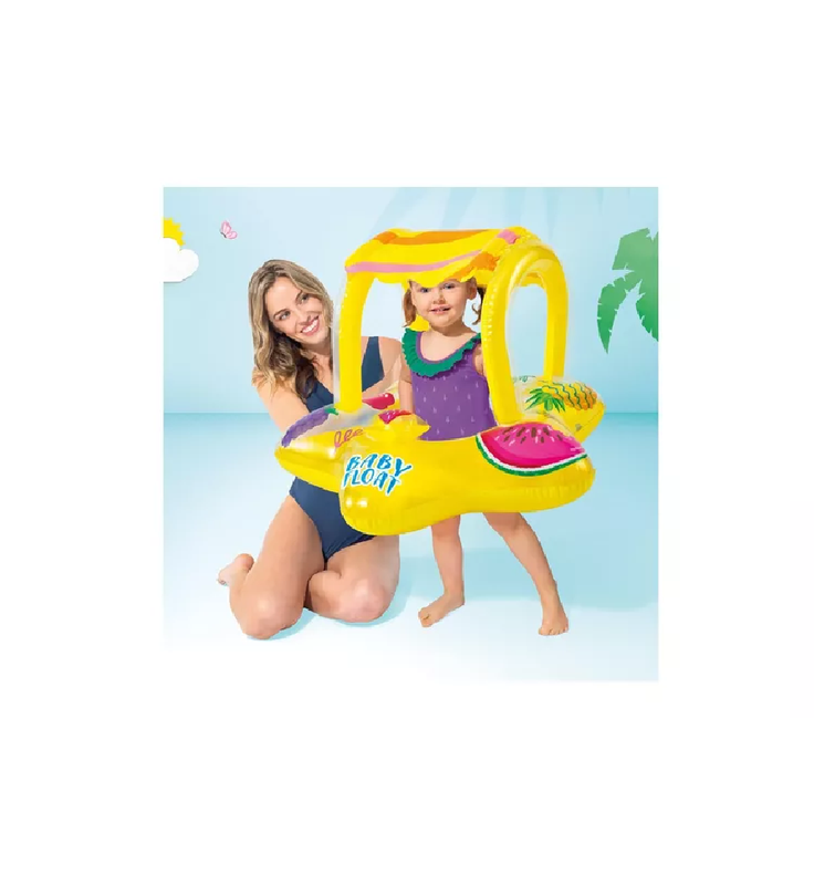 FLOTADOR SALVAVIDAS INFLABLE CON TECHO ESTRELLA EN COLOR AMARILLO - 3