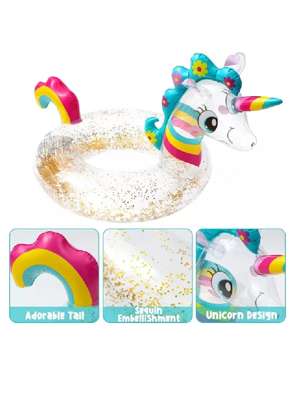 FLOTADOR UNICORNIO BEBÉ INFLABLE 60 CM MULTICOLOR - 3