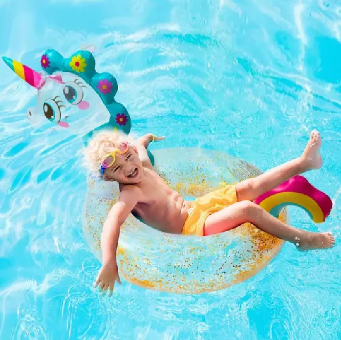 FLOTADOR UNICORNIO BEBÉ INFLABLE 60 CM MULTICOLOR - 6