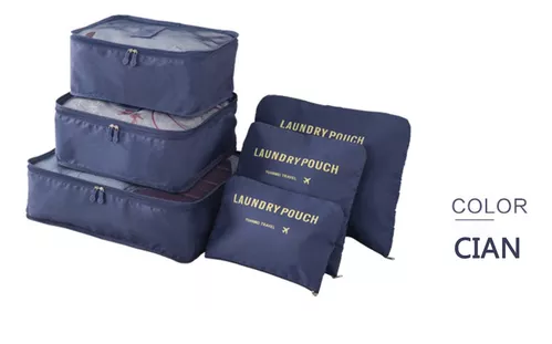 SET DE 6 ORGANIZADORES DE EQUIPAJE DE VIAJE, BOLSA PARA ROPA INTERIOR, COLOR NARANJA - 5